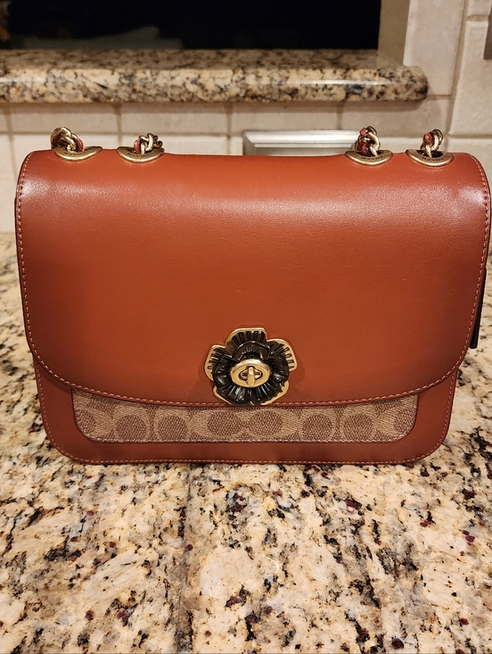 Coach Handbags - Coach Tea Rose And Signature Shoulder Handbag